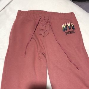 VS Pink NYC Lace-Up Sweatpants